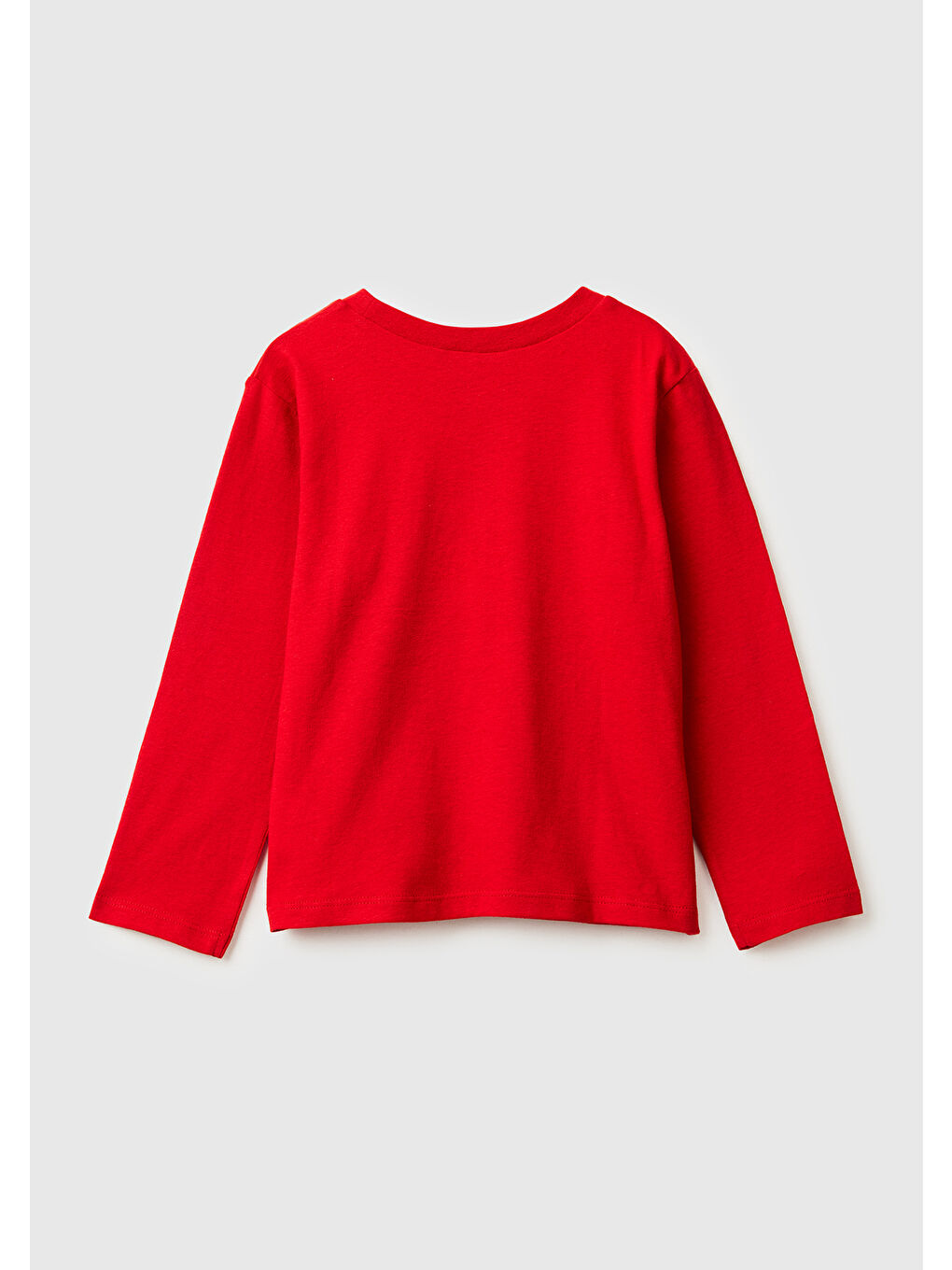 Kız Çocuk Kırmızı Simli Baskılı Bisiklet Yaka Regular Fit Uzun Kollu T-shirt-1