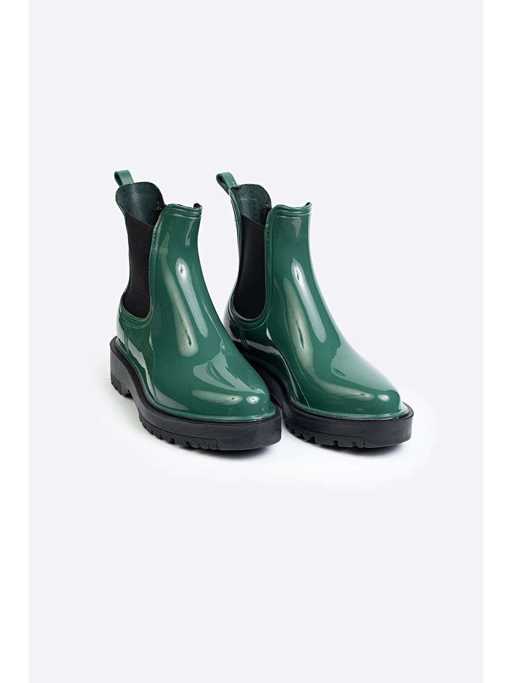 Haki Parlak Chelsea Yağmur Botu-1