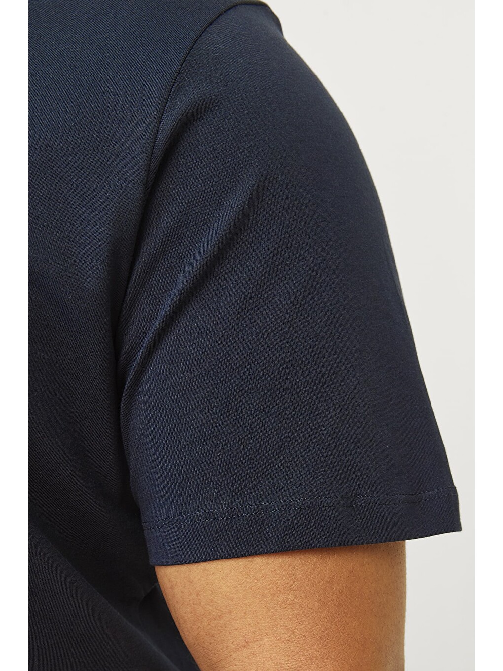 Lacivert Plus Jjecorp Büyük Beden %100 Pamuk Slim Fit Bisiklet Yaka Erkek Tişört 12243630-4