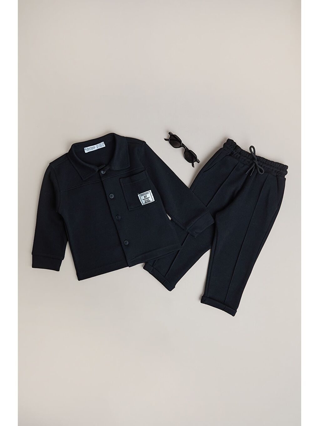 Siyah %100 Pamuk Çimalı Yazı Baskılı 3 Lü Erkek Çocuk Takım-1