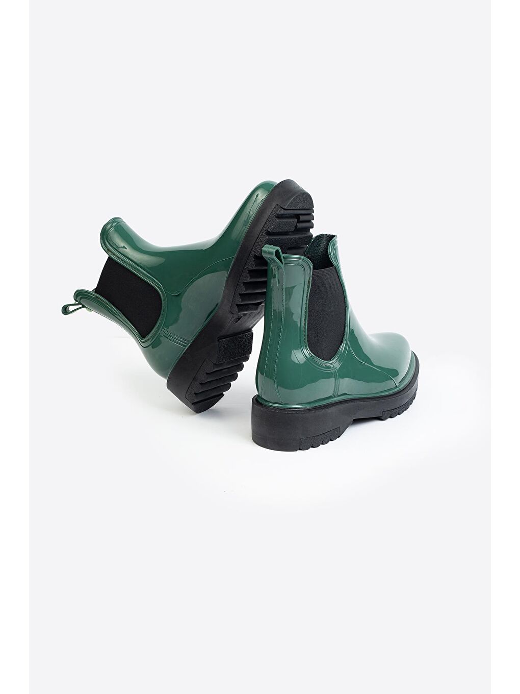 Haki Parlak Chelsea Yağmur Botu-3