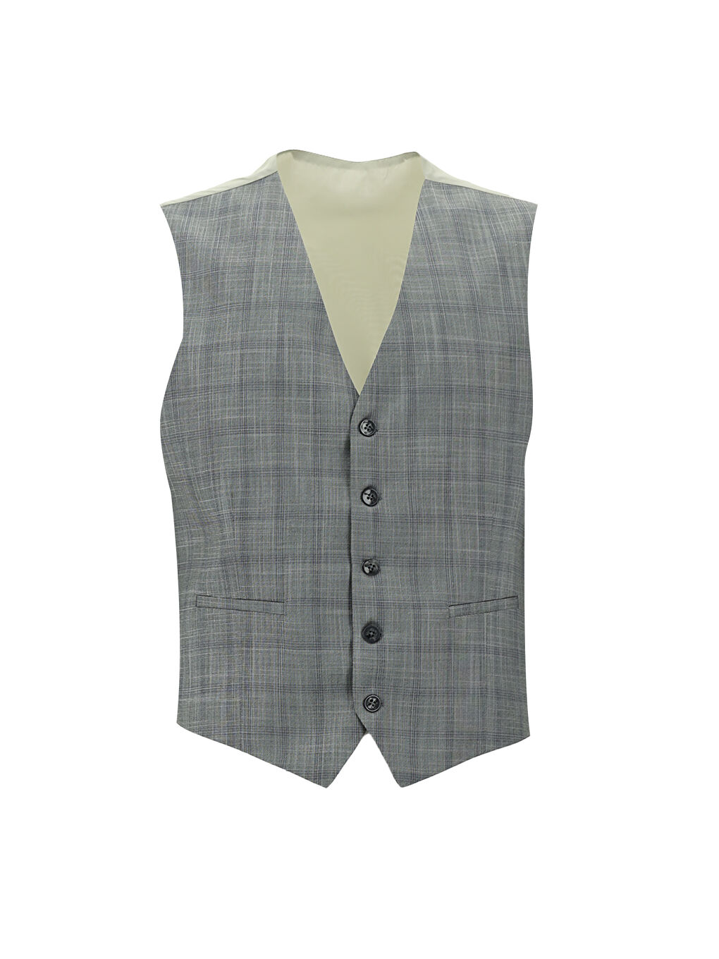 Gri Slim Fit Dar Kesim Kombinli Yelekli Takım Elbise-3