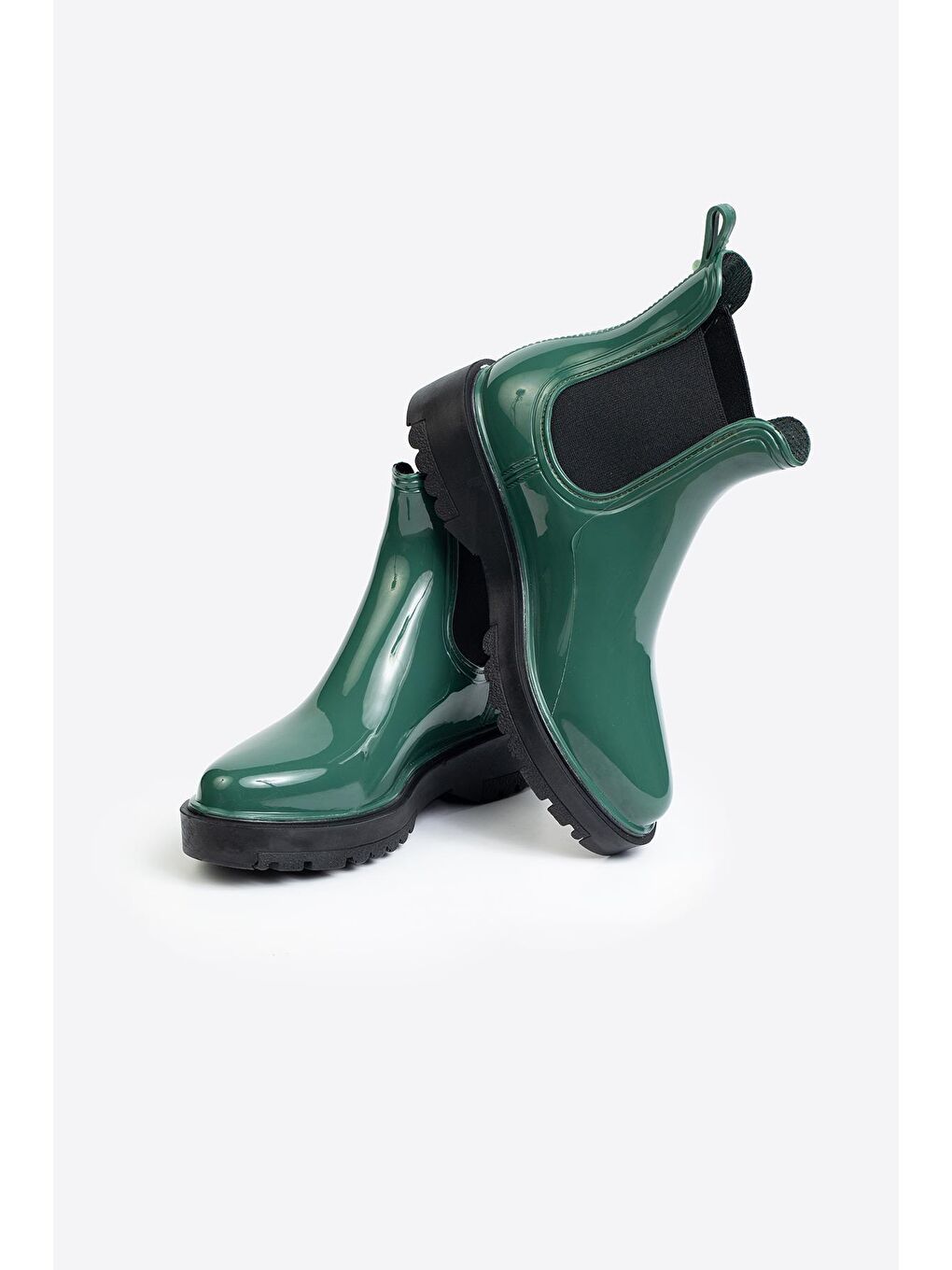 Haki Parlak Chelsea Yağmur Botu-4