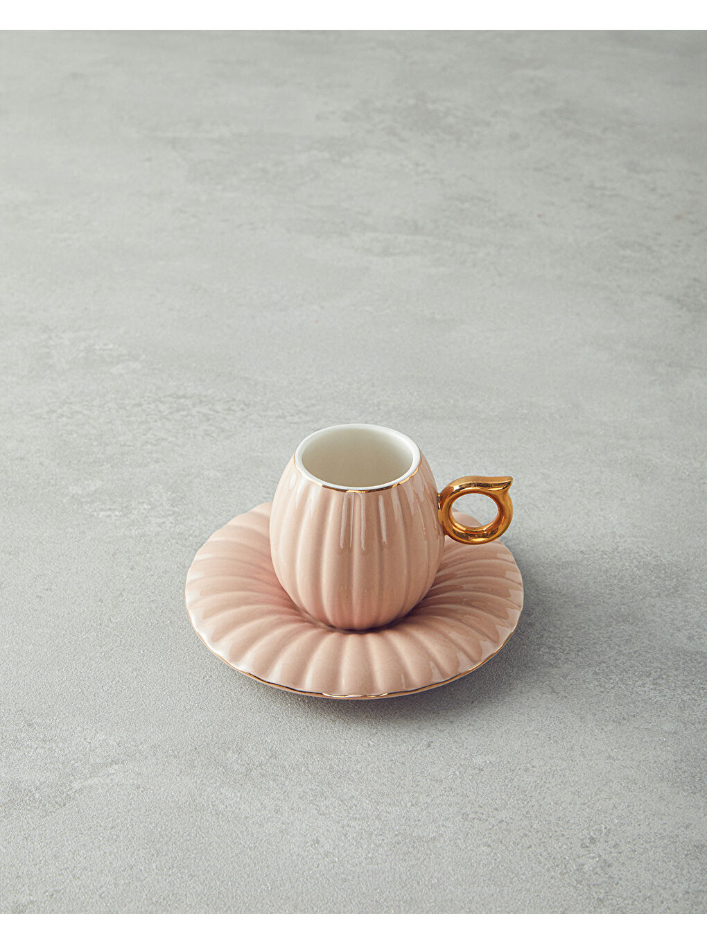 Pembe Polka New Bone China 4 Parça 2 Kişilik Kahve Fincan Takımı Pudra-2
