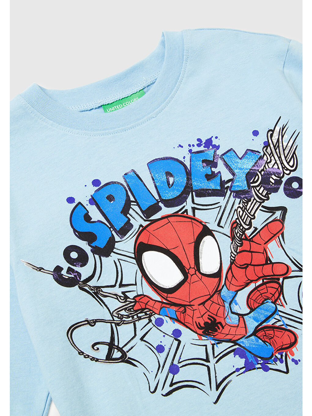 Erkek Çocuk Açık Mavi Spiderman Baskılı Logo Etiketli  Jarse Uzun Kollu T-shirt-2