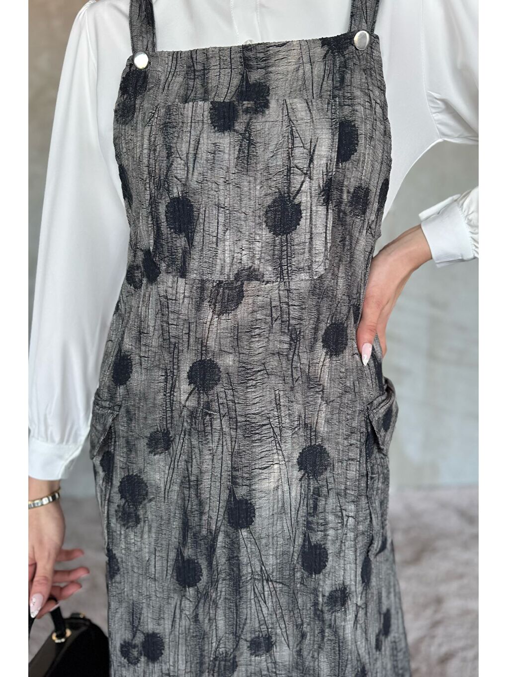 Siyah Tesettür Gömlek Salopet İkili Takım-4