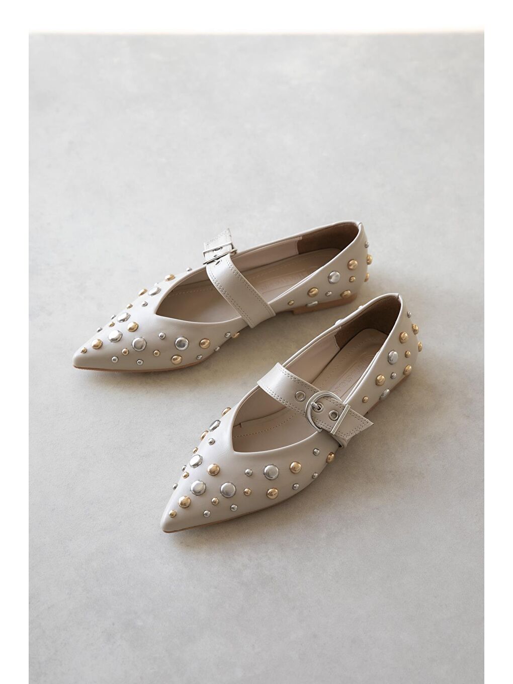 Aqua  Kadın  Drop  Detay  Deri  Babet Bej-2