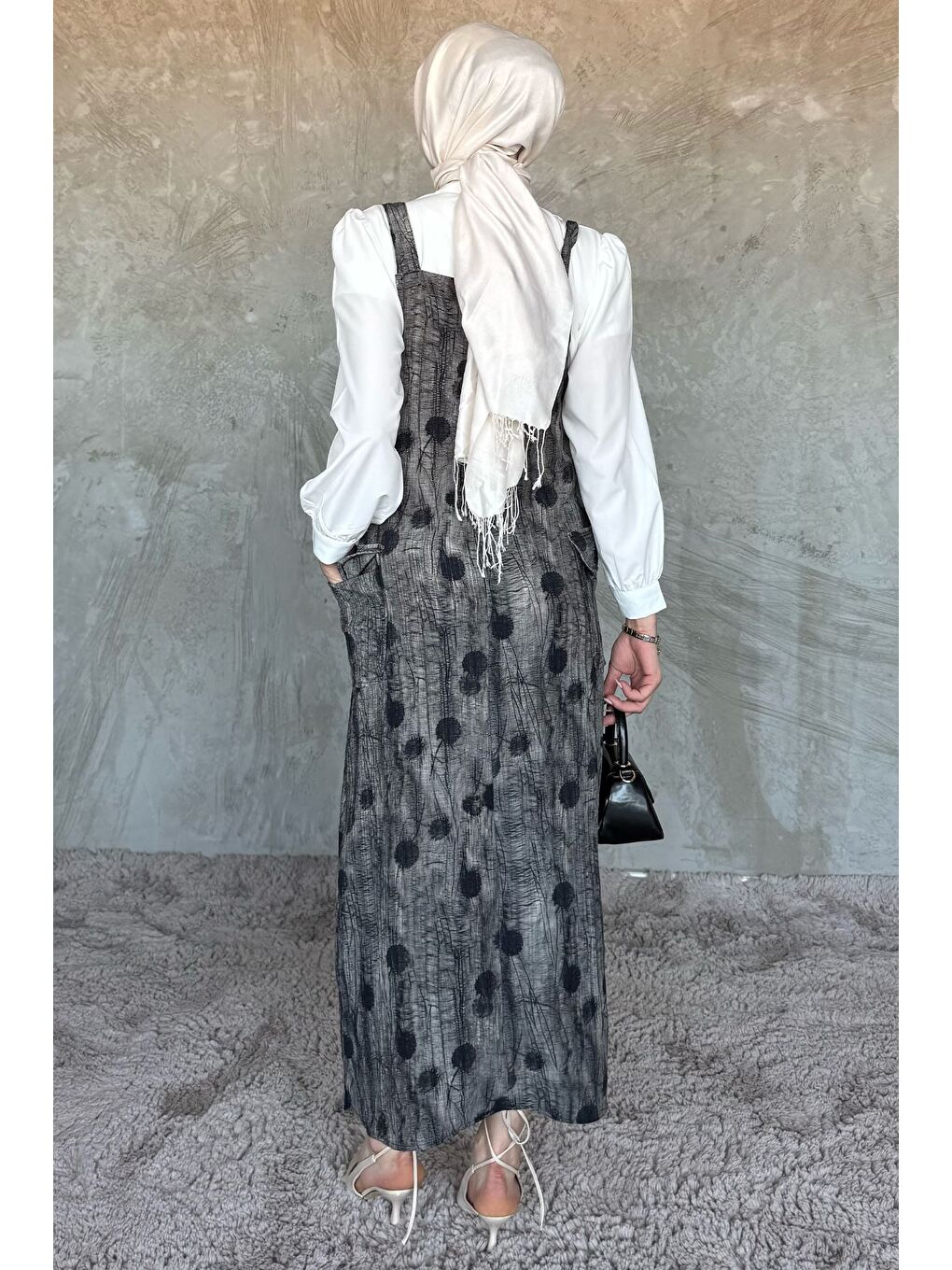 Siyah Tesettür Gömlek Salopet İkili Takım-6