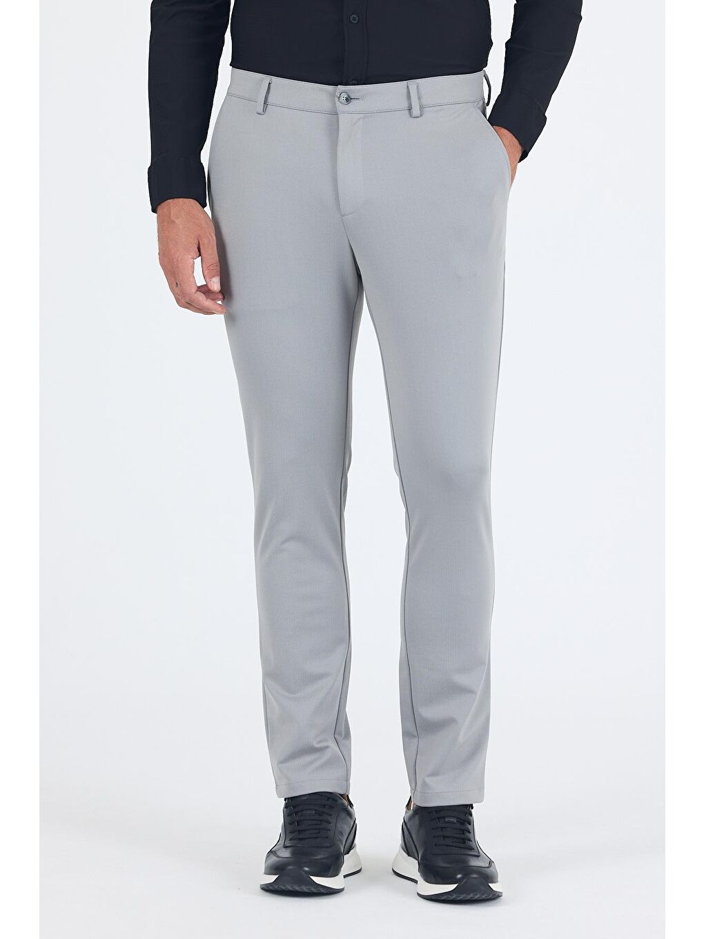Gri Yandan Cepli Casual Slim Fit Pantolon 1003250163