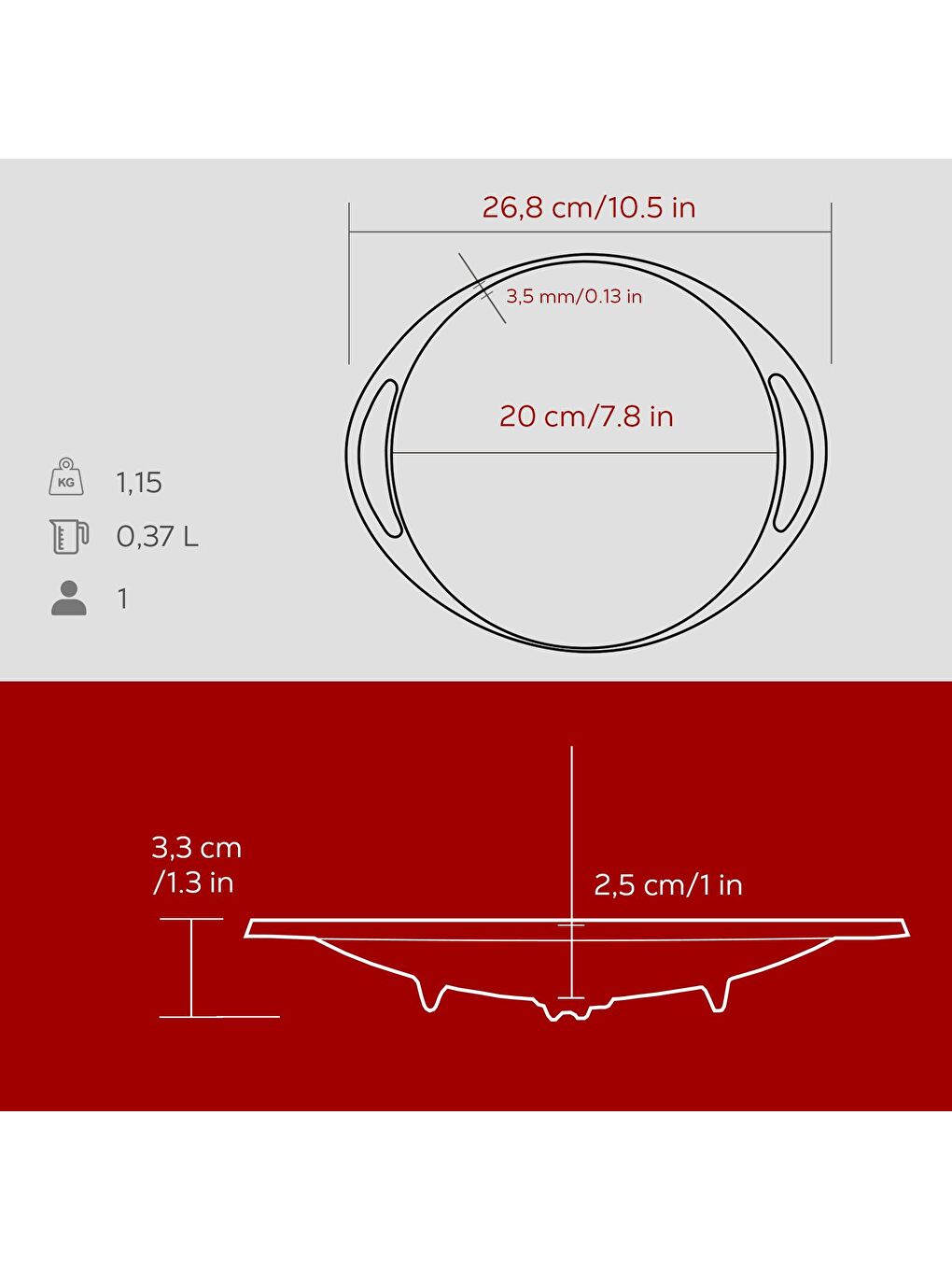 Bordo Yuvarlak Saç Kavurma Tavası Döküm Demir Yekpare Çift Kulplu Çap(Ø)20cm.-4