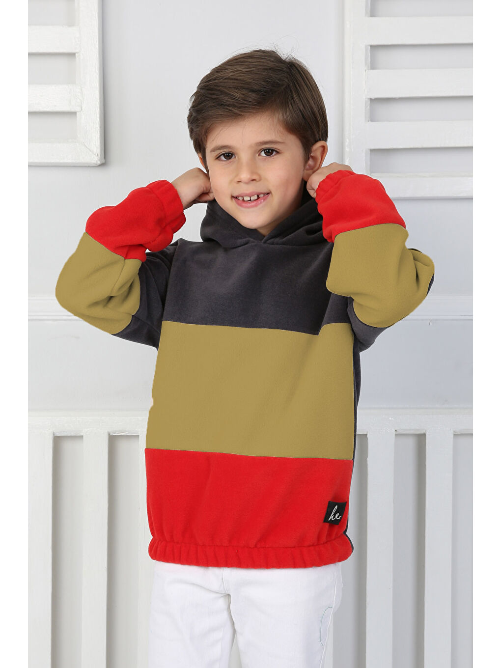 Bej Erkek Çocuk Vizon Renkli Çocuk Polar Sweat - 26725