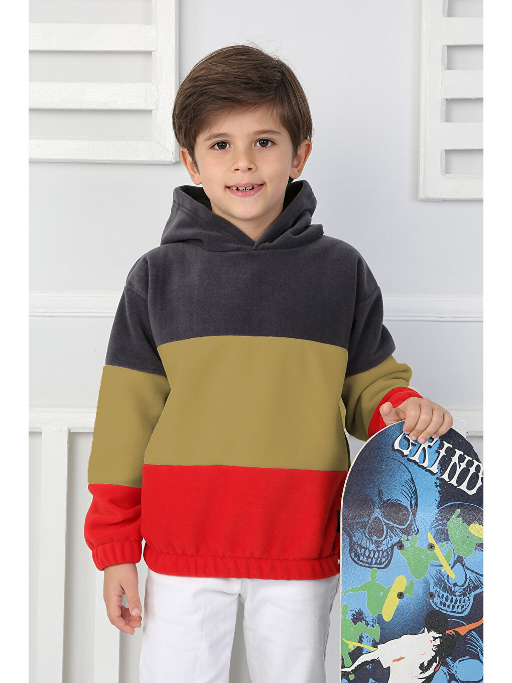 Bej Erkek Çocuk Vizon Renkli Çocuk Polar Sweat - 26725-2