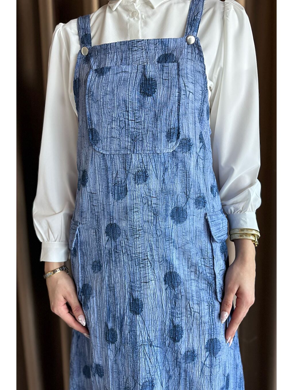 İndigo Tesettür Gömlek Salopet İkili Takım-4