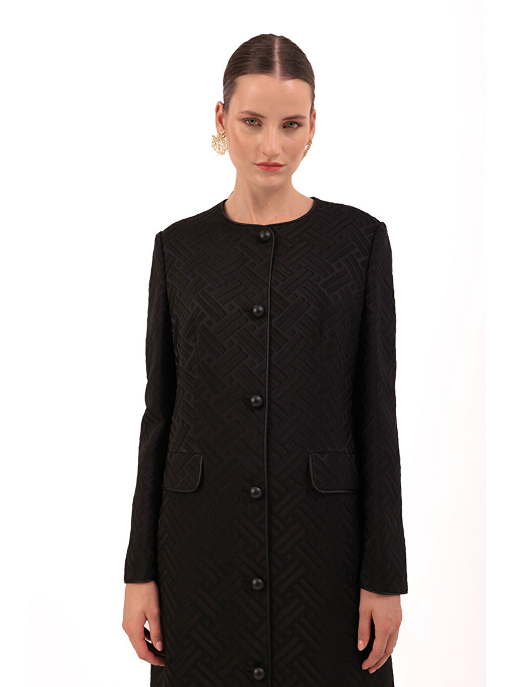 Siyah Jakarlı Pardösü-4