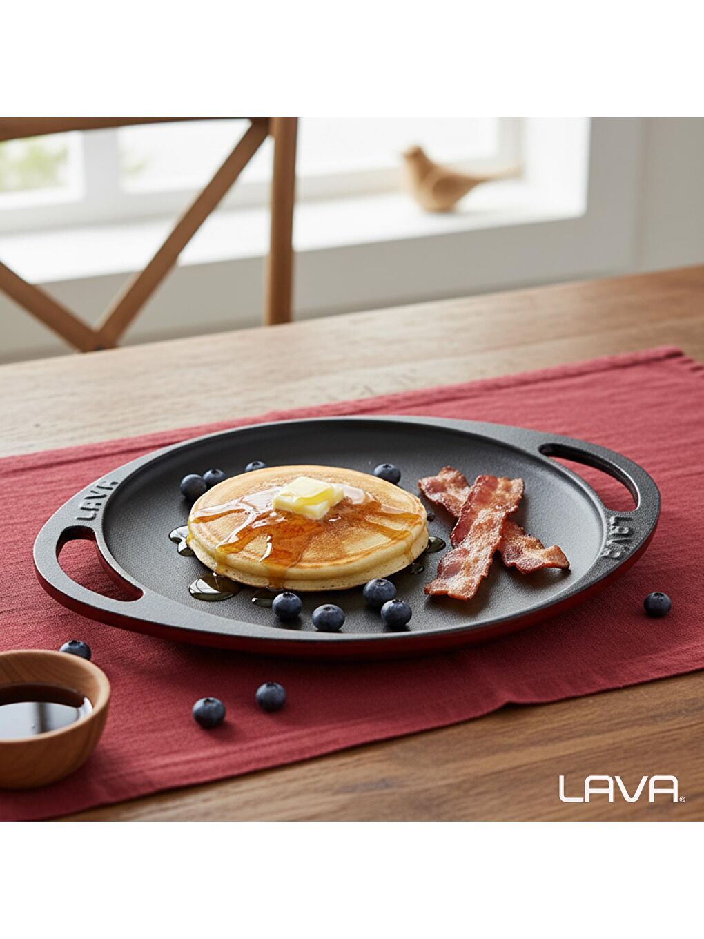 Bordo Yuvarlak Saç Kavurma Tavası Döküm Demir Yekpare Çift Kulplu Çap(Ø)20cm.-6