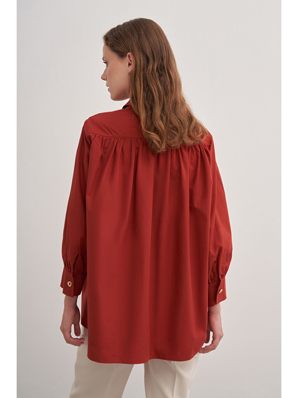 Turuncu 2233111 Gömlek Yaka Pamuk Bluz-5