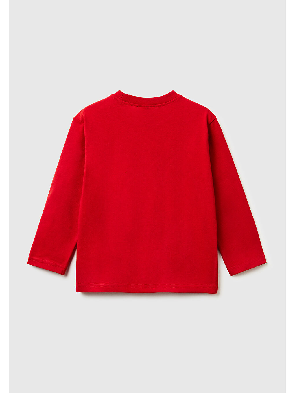 Erkek Çocuk Kırmızı Tazmanya Baskılı Logo Etiketli Jarse Oversize Uzun Kollu T-shirt-1