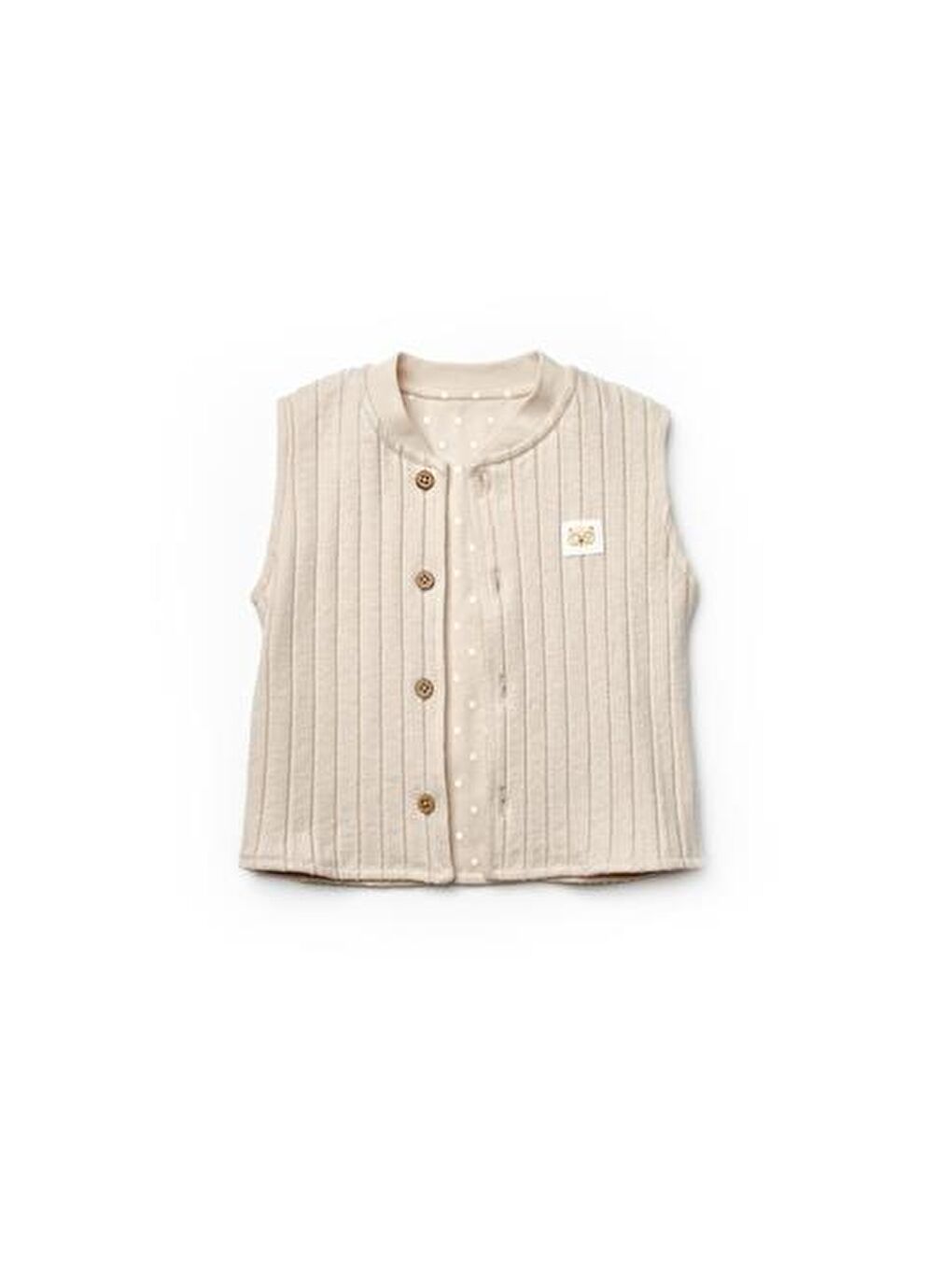 Ekru Bebek Yelekli 3'lü Takım %100 Organic Pamuk Yenidoğan Serisi - CSY8115-4