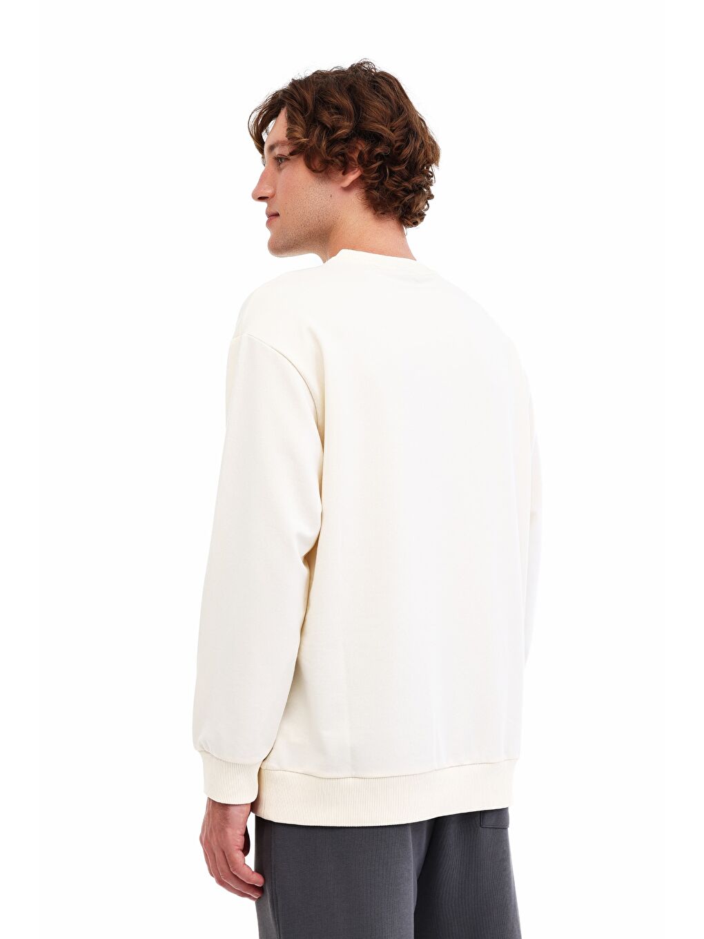 Bej MB SN75 C NECK SW 5PR Ekru Erkek Sweatshirt-1