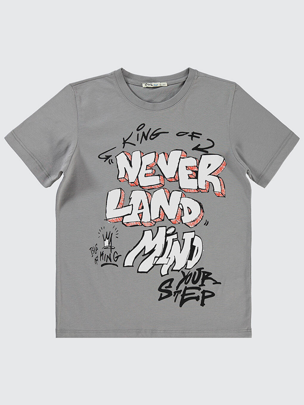 Boys Erkek Çocuk Tişört 10-13 Yaş Gri