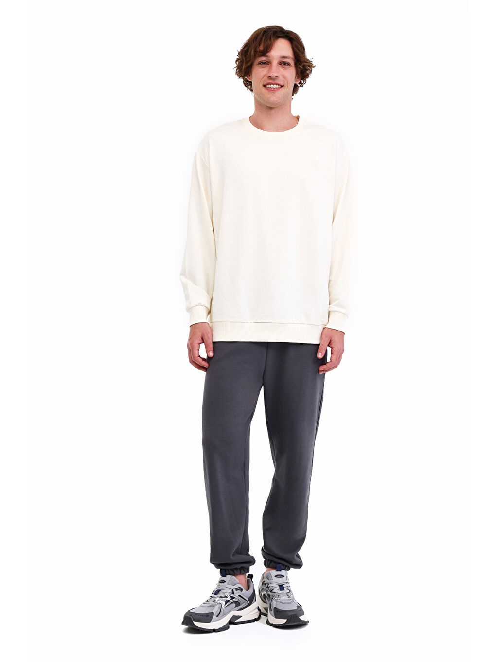 Bej MB SN75 C NECK SW 5PR Ekru Erkek Sweatshirt-2