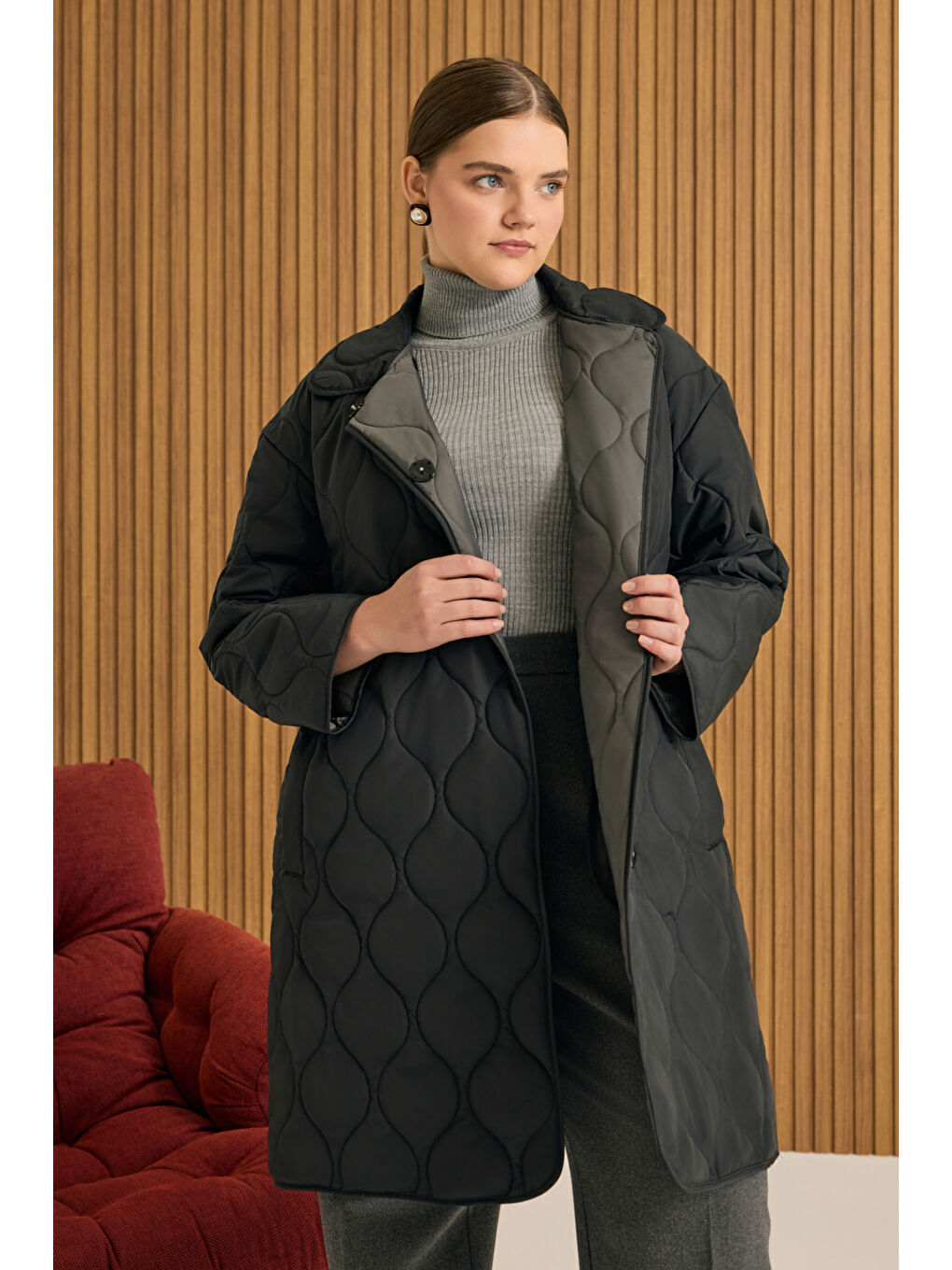 Siyah Kapitone Mont-3