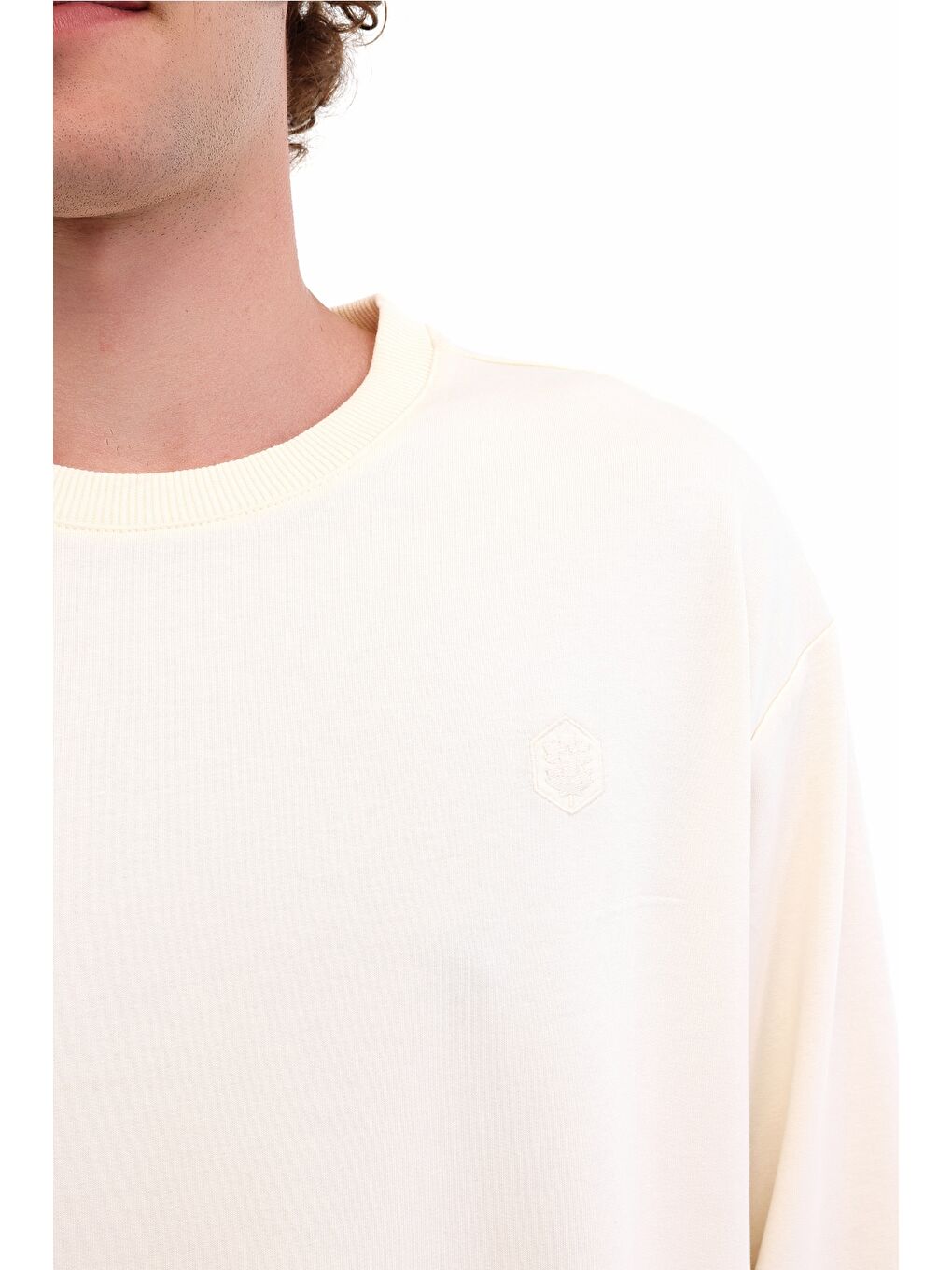 Bej MB SN75 C NECK SW 5PR Ekru Erkek Sweatshirt-3