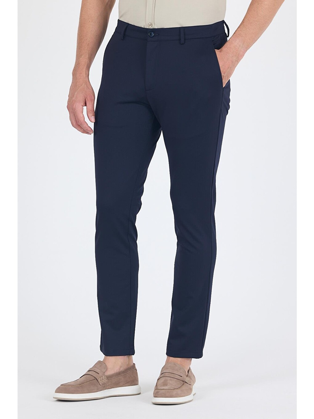 Koyu Lacivert Yandan Cepli Casual Slim Fit Pantolon 1003250163-1