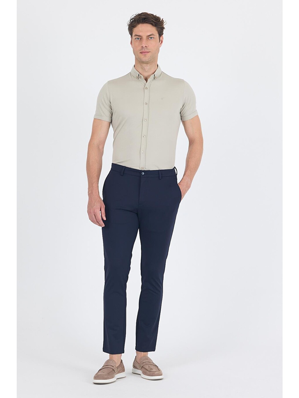 Koyu Lacivert Yandan Cepli Casual Slim Fit Pantolon 1003250163-2