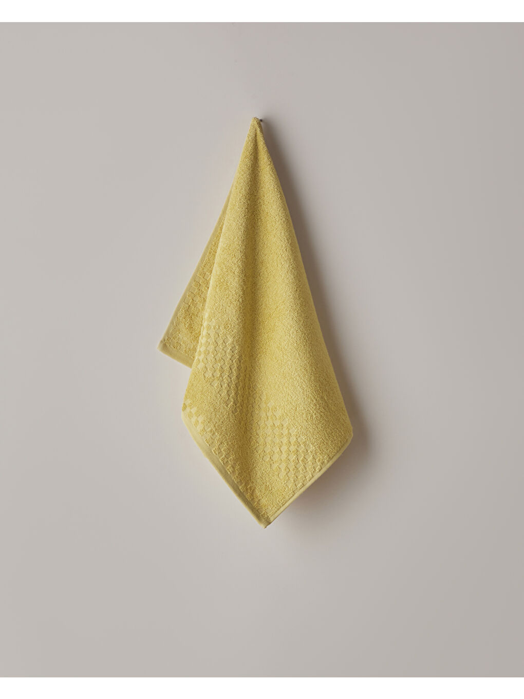 Border Check Pamuk Yüz Havlusu 50x80 cm Sarı