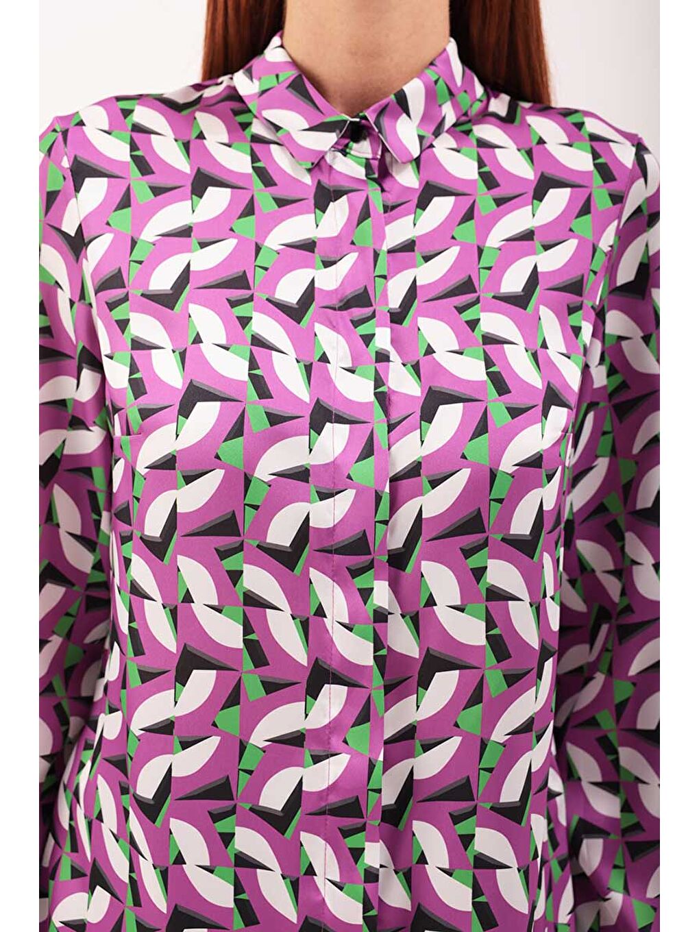 Mor Yakası Büzgülü Bluz-1