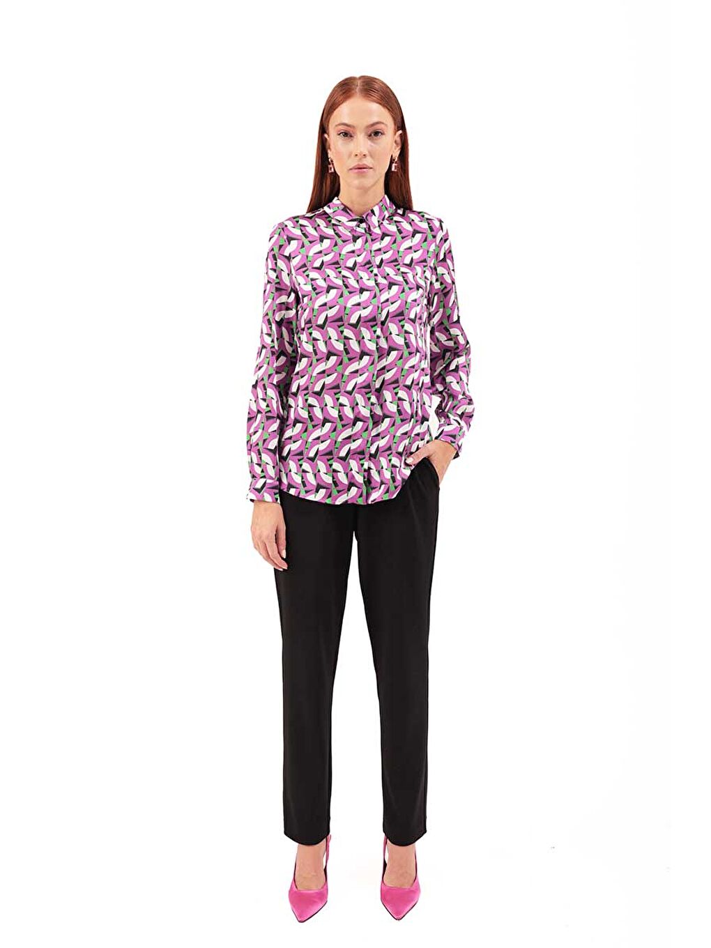 Mor Yakası Büzgülü Bluz-2