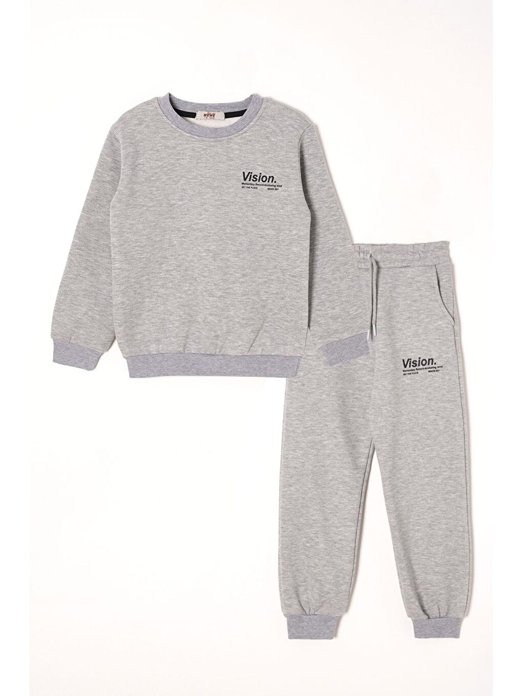 Vision Baskılı Şardonlu Gri Renk Erkek Çocuk Eşofman Takımı
