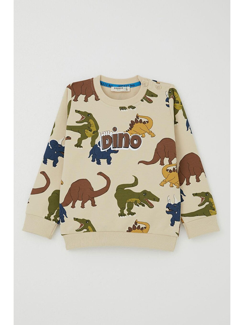 Ekru Erkek Çocuk Eşofman Takımı Kükreyen Dinozorlar Desenli Krem (1.5-5 Yaş)-2