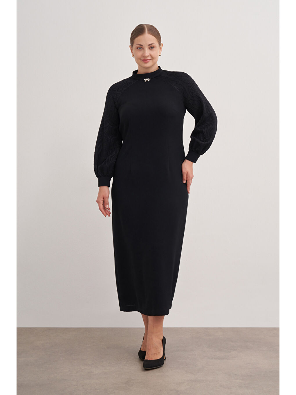 Siyah 4637112 Abiye Elbise-1