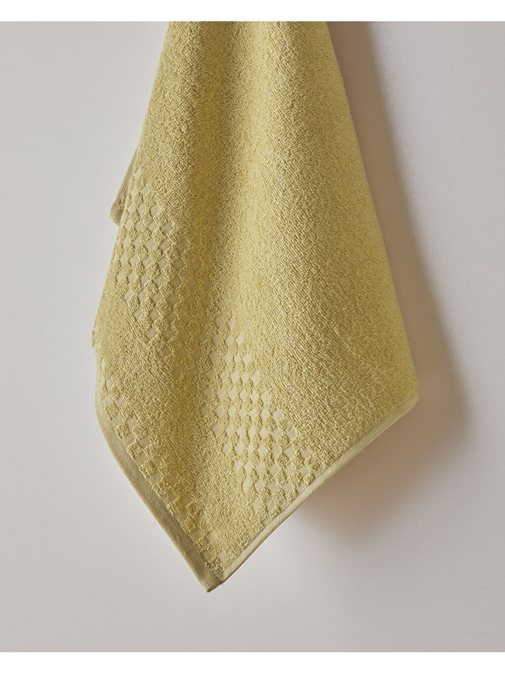 Border Check Pamuk Yüz Havlusu 50x80 cm Sarı-1