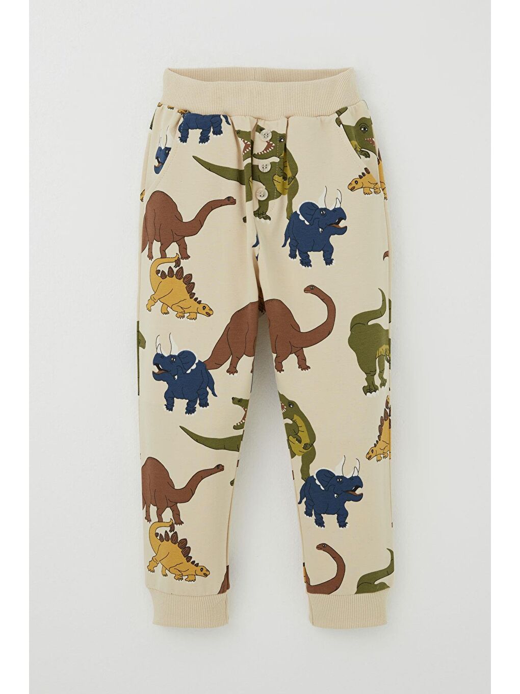 Ekru Erkek Çocuk Eşofman Takımı Kükreyen Dinozorlar Desenli Krem (1.5-5 Yaş)-3