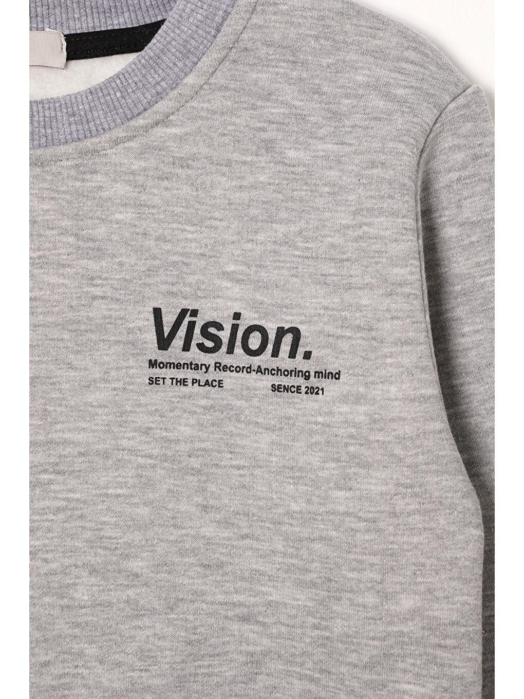 Vision Baskılı Şardonlu Gri Renk Erkek Çocuk Eşofman Takımı-4