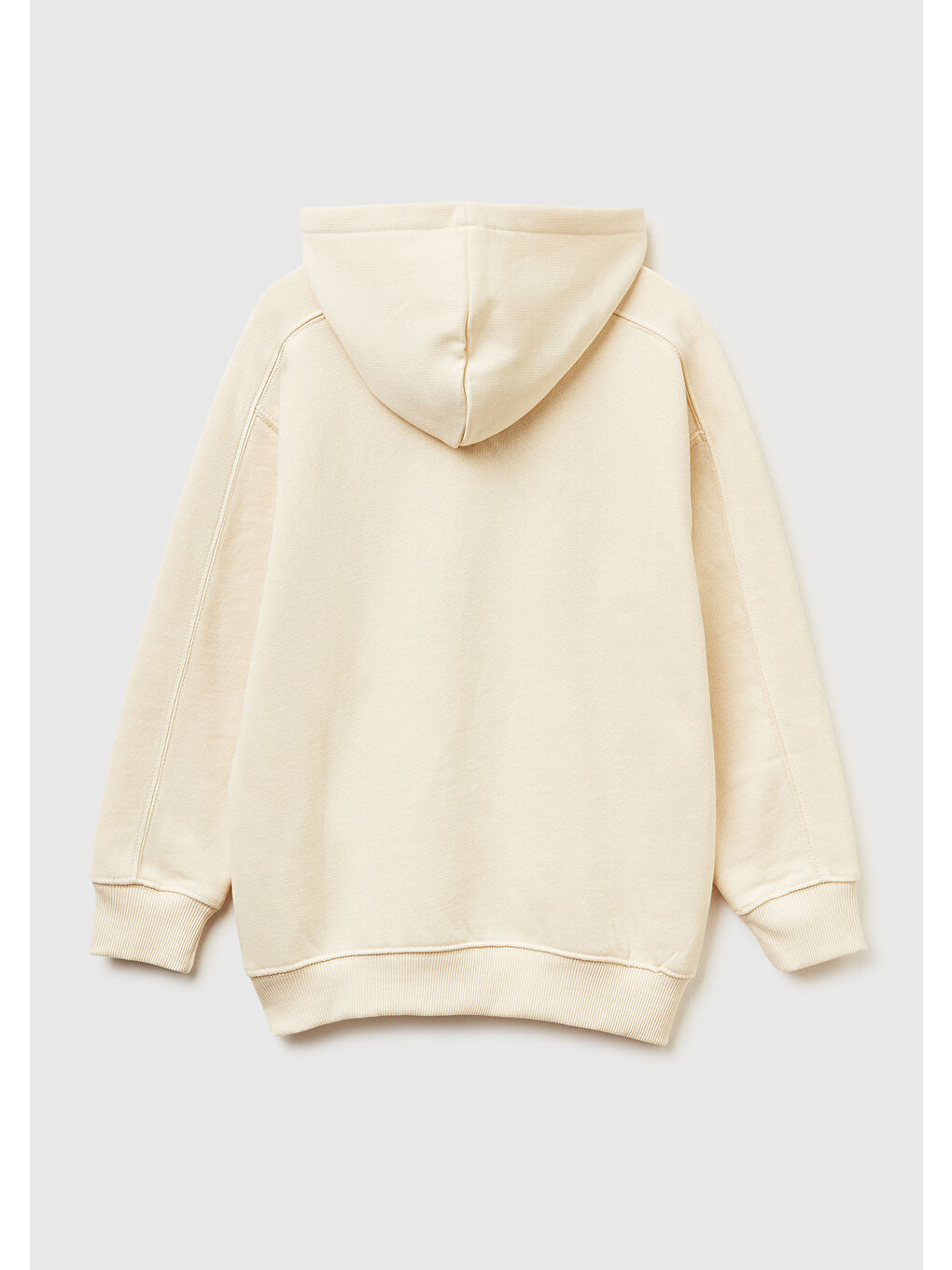 Ekru Erkek Çocuk Krem Önü Baskılı Düşük Omuzlu Kapüşonlu Sweatshirt-1