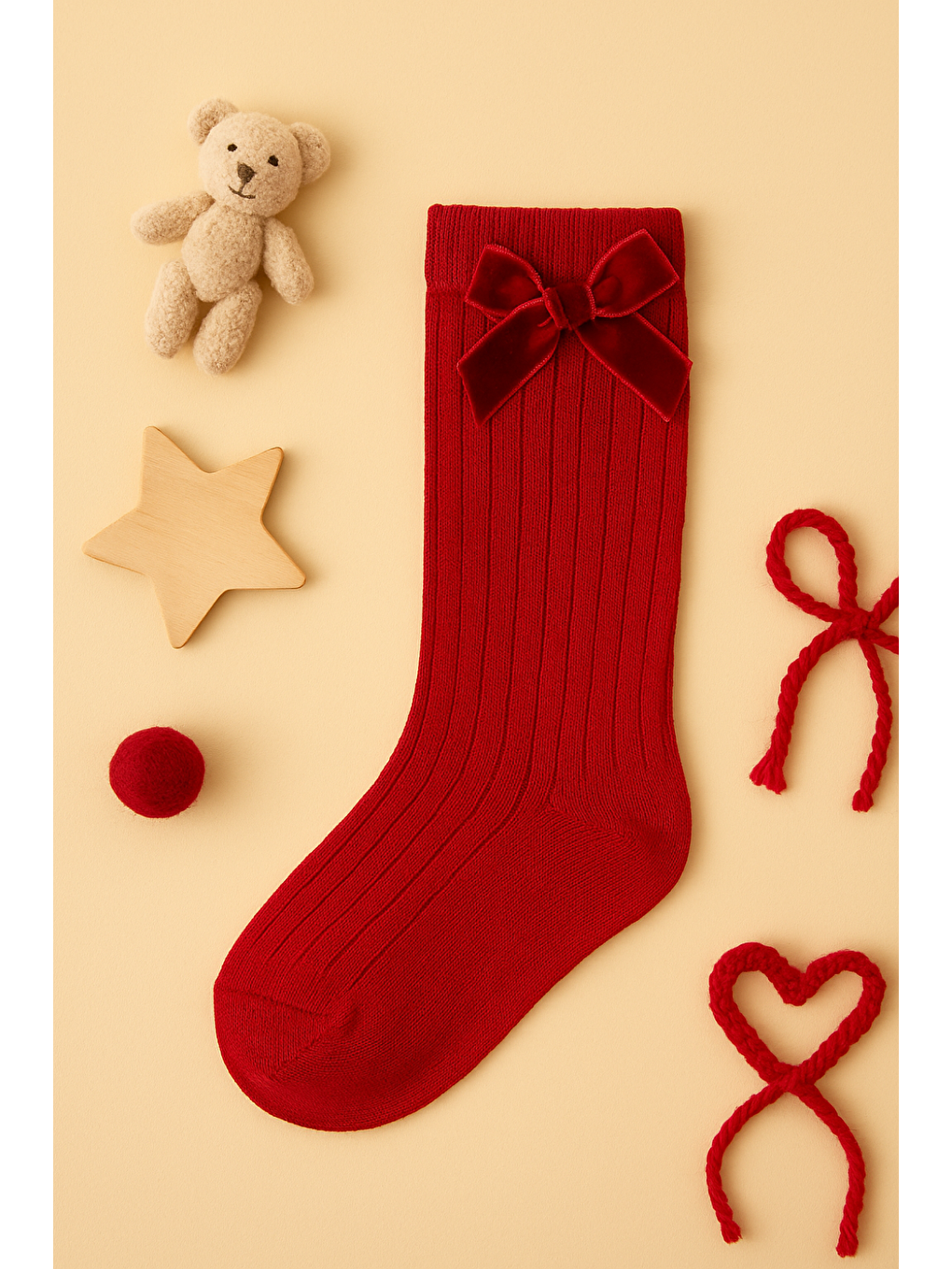 Karışık Kız Bebek 1-2 Yaş Kadife Fiyonk Detaylı Dizaltı Pamuklu Çorap 12’li Paket-1