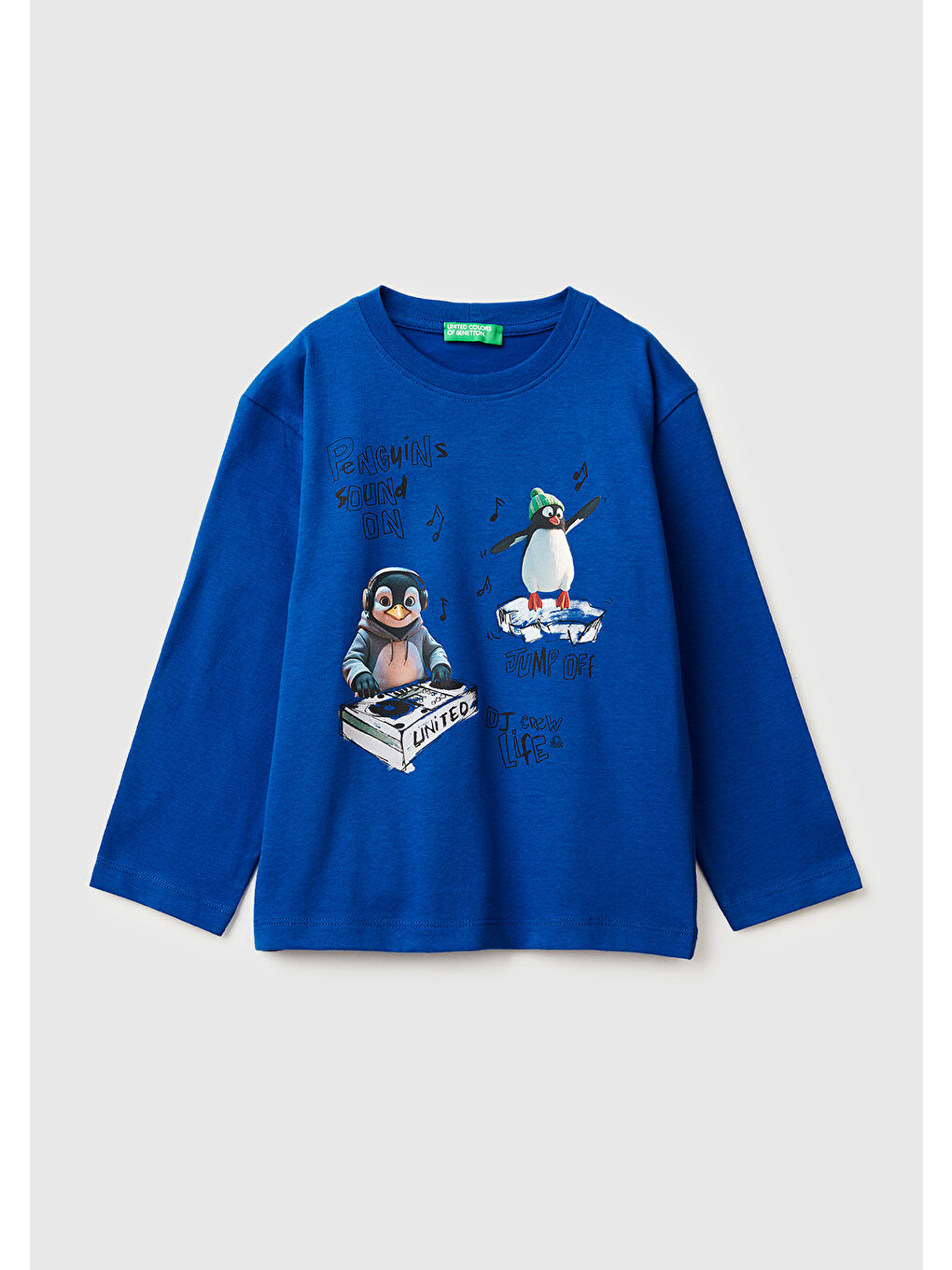 Erkek Çocuk Saks Mavisi Dijital Baskılı Bisiklet Yaka Jarse Uzun Kollu T-shirt