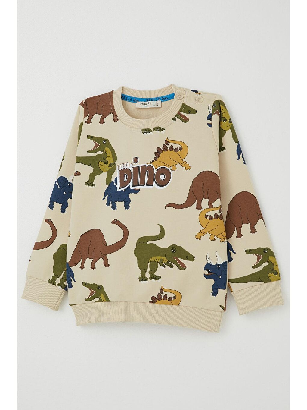 Ekru Erkek Çocuk Eşofman Takımı Kükreyen Dinozorlar Desenli Krem (1.5-5 Yaş)-6