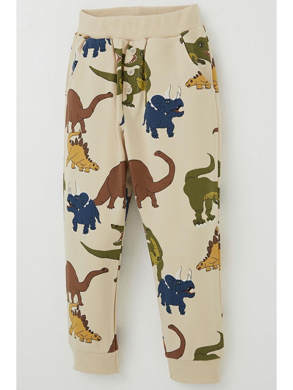 Ekru Erkek Çocuk Eşofman Takımı Kükreyen Dinozorlar Desenli Krem (1.5-5 Yaş)-7
