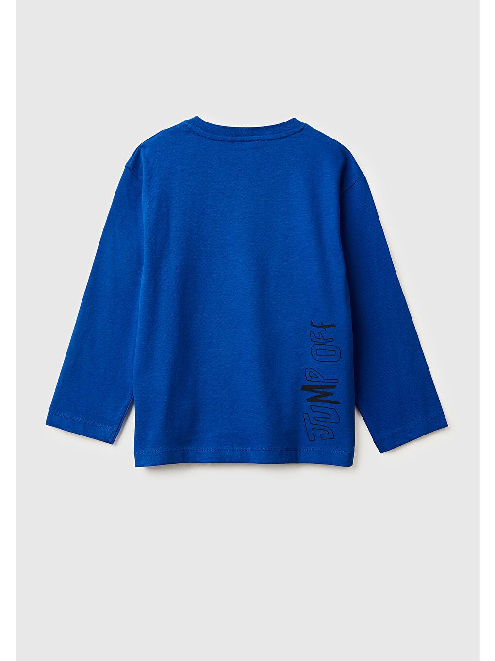 Erkek Çocuk Saks Mavisi Dijital Baskılı Bisiklet Yaka Jarse Uzun Kollu T-shirt-1