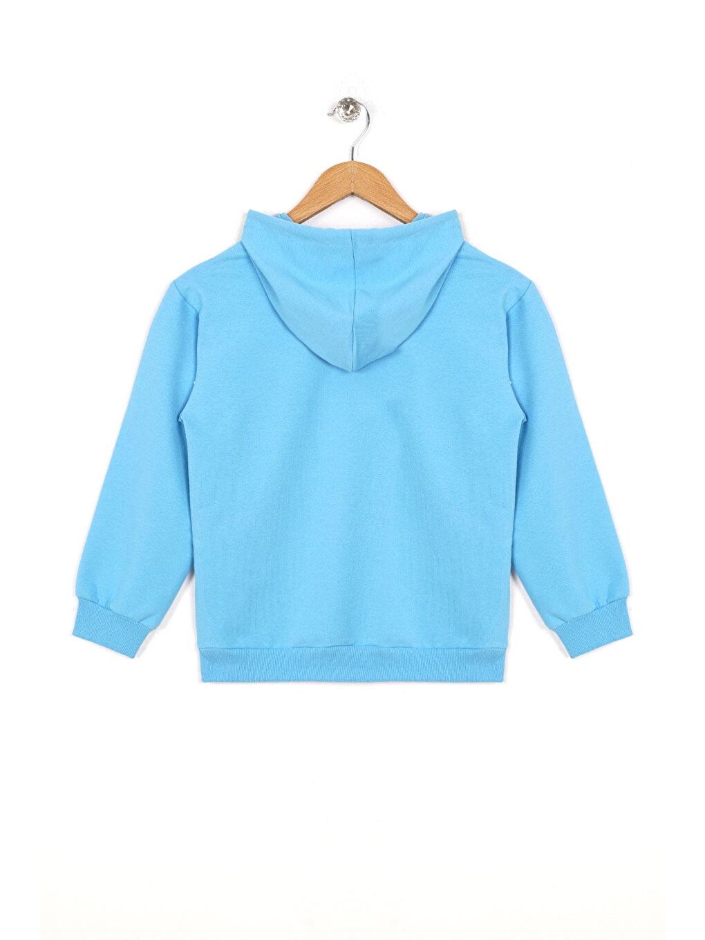 Kapüşonlu Uzun Kol Bebe Mavisi Renk Kız Çocuk Sweatshirt-1