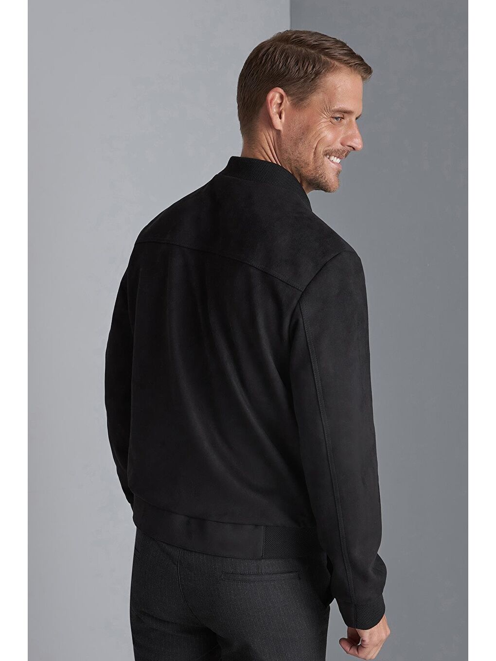 Erkek Siyah Süet Görünümlü Mont-2