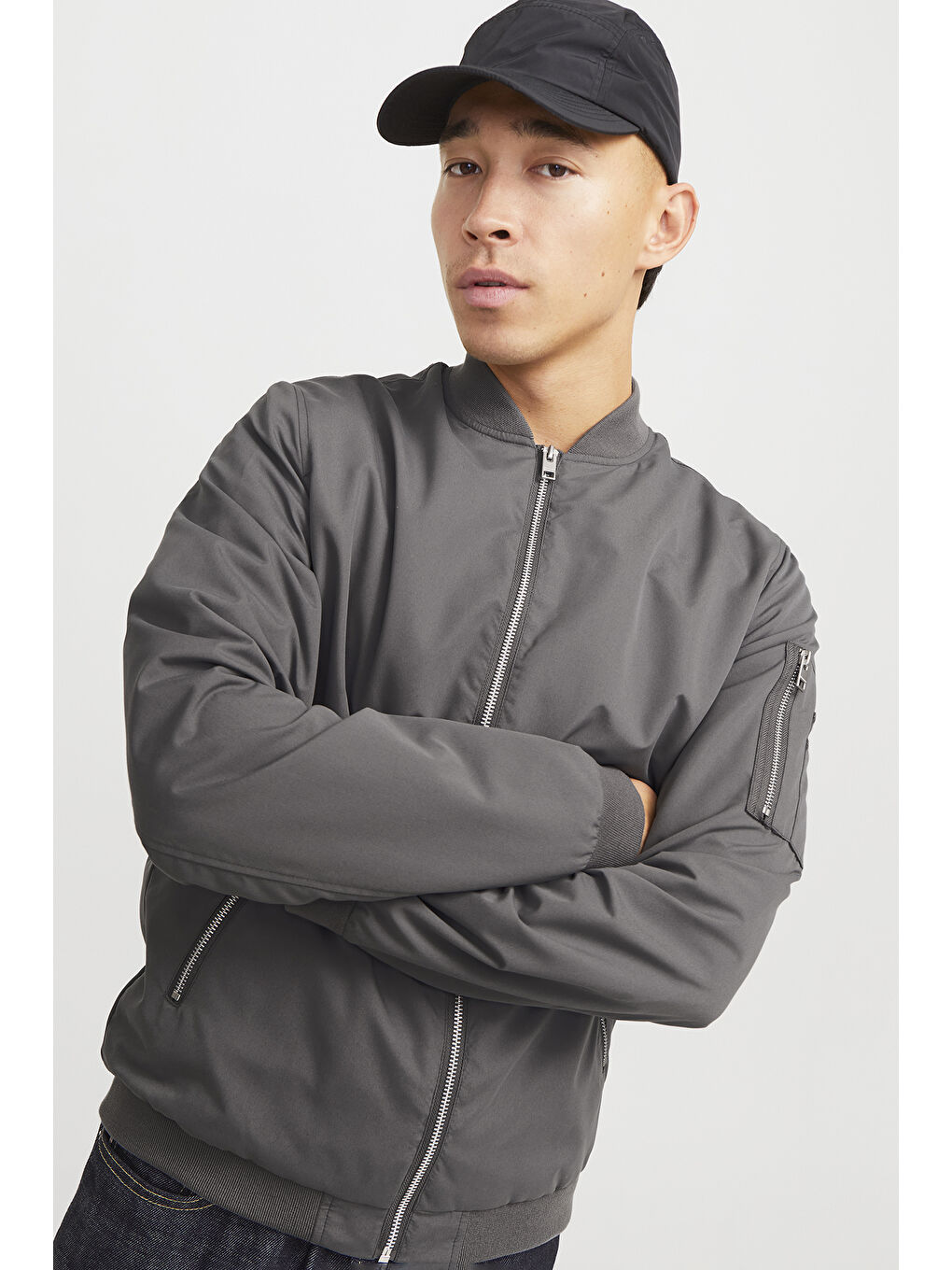 Jack & Jones Gri Jjerush Fermuarlı Suya Dayanıklı Bomber Erkek Ceket 12165203 - 2