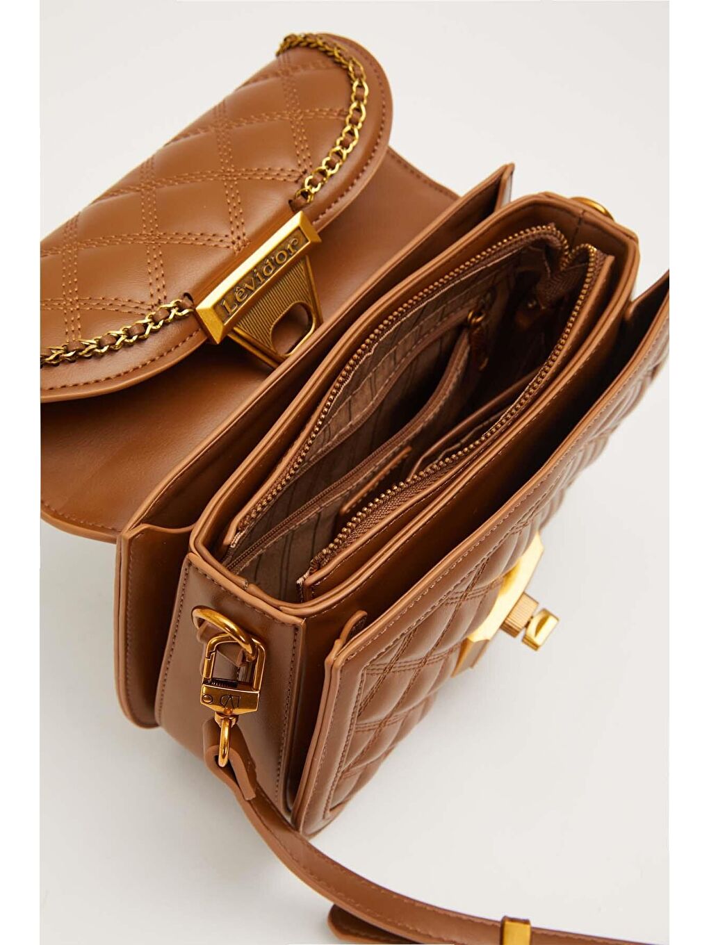 Kahverengi Premium Camel Kadın Omuz Çantası 930609-3