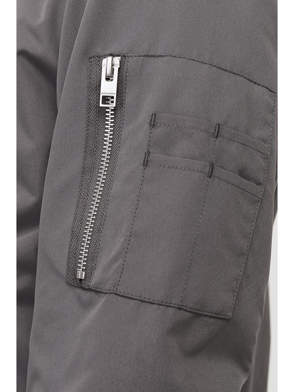 Jack & Jones Gri Jjerush Fermuarlı Suya Dayanıklı Bomber Erkek Ceket 12165203 - 5