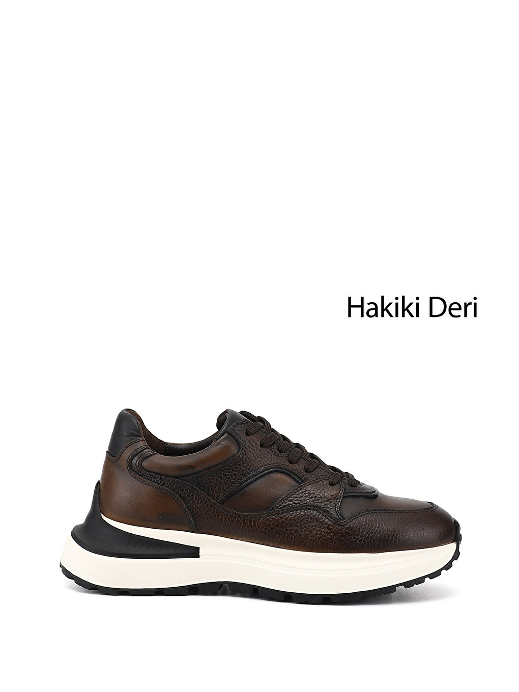 Kahverengi Erkek TÜTÜN KAHVE Bağcıklı Hakiki Deri Comfort Sneaker